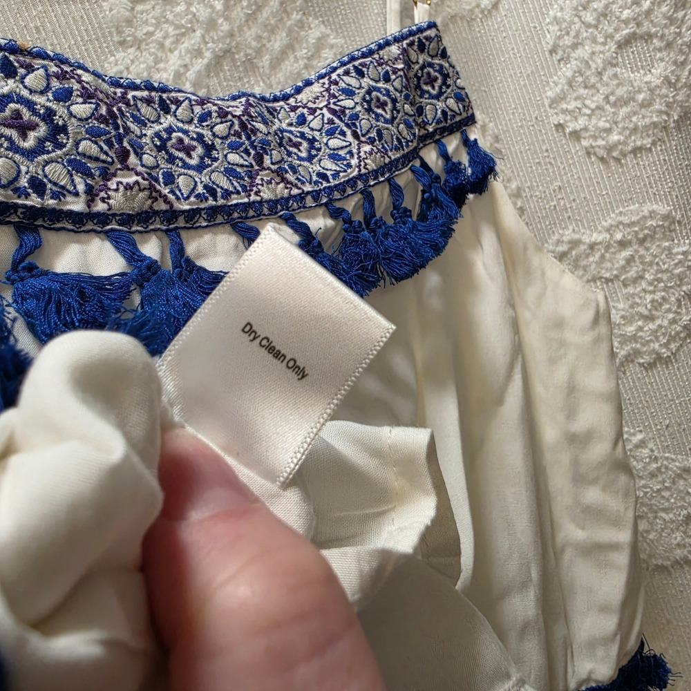 NWT‎ Show Me Your Mumu Nellie Tank Casablanca Blues Embroidery Tassel Crop Top L - Picture 8 of 9